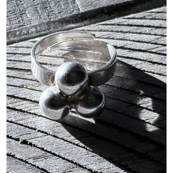 Sterling Silver MCM Brutalist Bengt Hallberg BEH 3 Sphere Ring Adjustable 7-9 - Picture 1 of 8